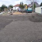 Blick vom Garten zum späteren Haus